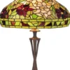 Casa Padrino Luxus Tiffany Tischleuchte Mehrfarbig Ø 40 x H. 60 cm - Tiffany Schreibtischleuchte - Runde Wohnzimmer Deko Leuchte - Scheibtisch Deko Leuchte - Luxus Tiffany Leuchten