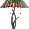 Casa Padrino Luxus Tiffany Tischleuchte / Hockerleuchte Mehrfarbig Ø 50 x H. 80 cm - Luxus Lampe aus zahlreichen Glas Mosaik Stücken