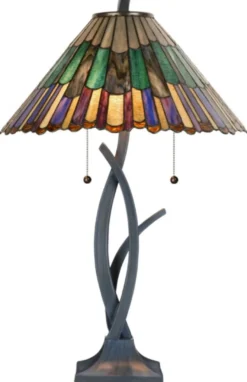 Casa Padrino Luxus Tiffany Tischleuchte / Hockerleuchte Mehrfarbig Ø 50 x H. 80 cm - Luxus Lampe aus zahlreichen Glas Mosaik Stücken