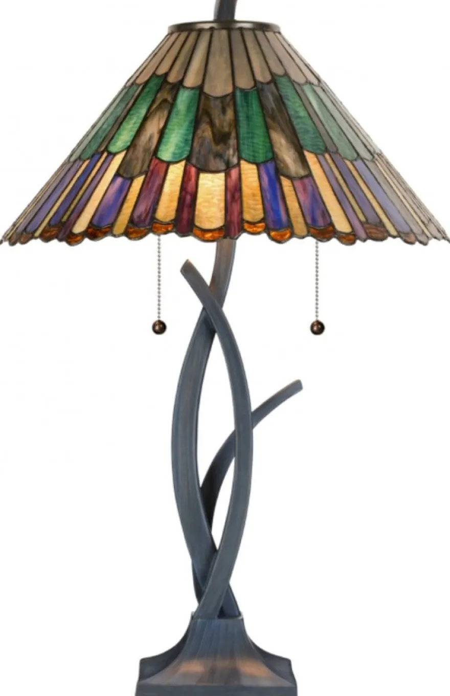 Casa Padrino Luxus Tiffany Tischleuchte / Hockerleuchte Mehrfarbig Ø 50 x H. 80 cm - Luxus Lampe aus zahlreichen Glas Mosaik Stücken
