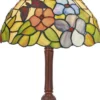Casa Padrino Luxus Tiffany Tischleuchte Mehrfarbig / Braun Ø 25 x H. 42 cm - Schreibtischleuchte - Wohnzimmer Deko Leuchte - Hockerleuchte - Tiffany Leuchten