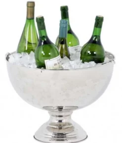 Casa Padrino Luxus Tisch Champagner Kühler Solid Table Luxury vernickelt H 26 cm B 39 cm