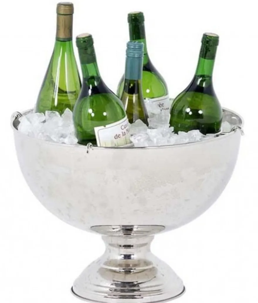 Casa Padrino Luxus Tisch Champagner Kühler Solid Table Luxury vernickelt H 26 cm B 39 cm