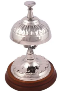 Casa Padrino Luxus Tischglocke Silber / Braun Ø 10 x H. 15 cm - Tischklingel - Service Glocke - Hotel & Gastronomie Accessoires