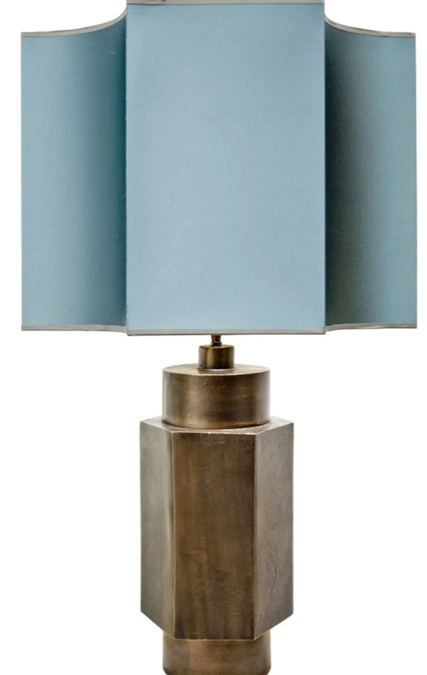 Casa Padrino Luxus Tischlampe Mattschwarz / Türkis 55 x H. 89 cm - Luxus Qualität