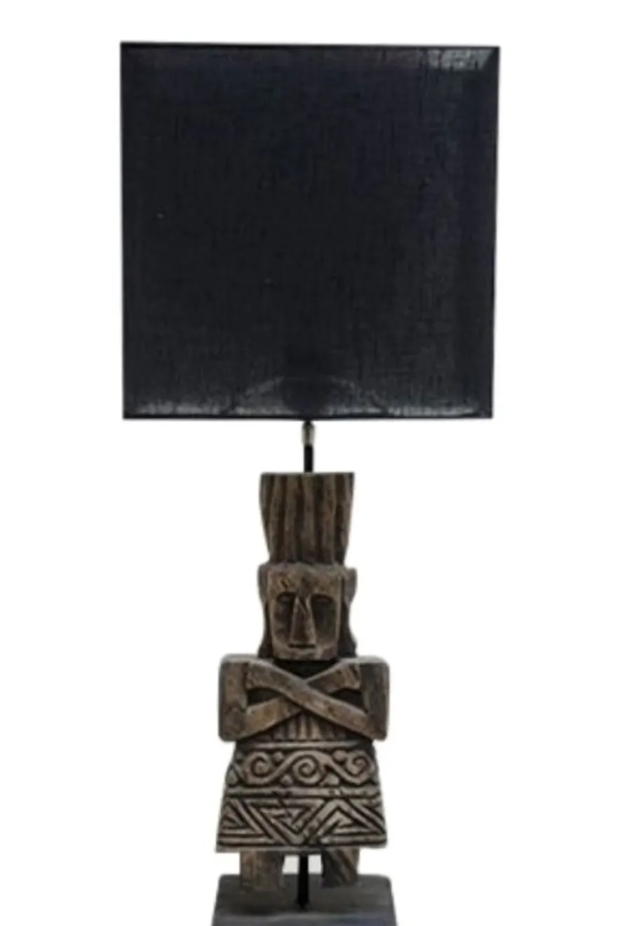 Casa Padrino Luxus Tischlampe mit schwarzem Lampenschirm 30 x 15 x H. 74 cm - Limited Edition