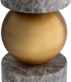 Casa Padrino Luxus Tischleuchte Antik Messing / Grau / Creme Ø 50 x H. 92,5 cm - Schreibtischleuchte mit rundem Lampenschirm - Luxus Tischleuchten - Luxus Schreibtischleuchten - Luxus Leuchten