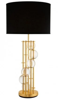 Casa Padrino Luxus Tischleuchte Gold 20 x 43 x H 85 cm - Edle Leuchte mit schwarzem Textilschirm