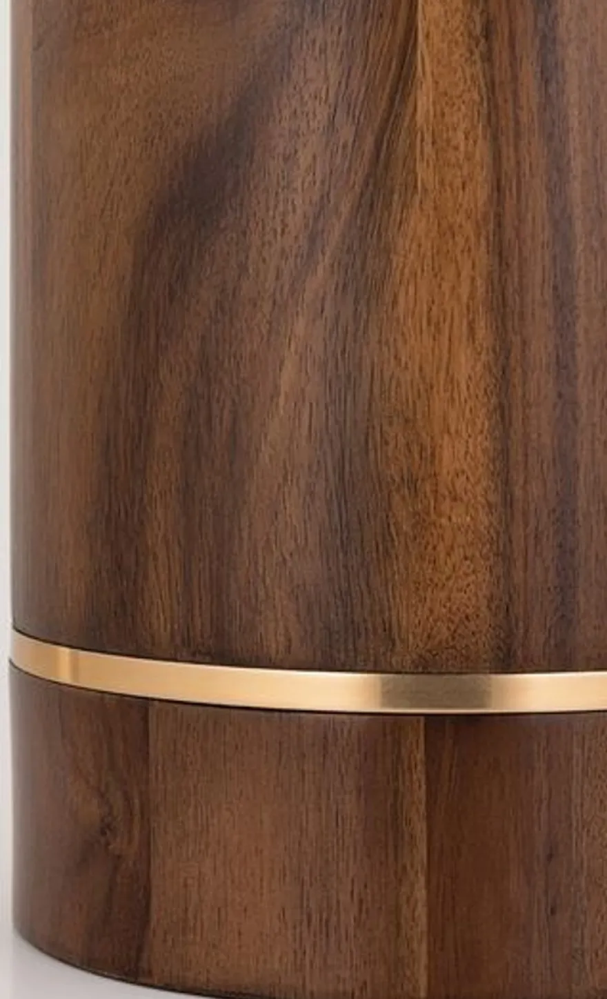Casa Padrino Luxus Tischleuchte Braun / Antik Messing / Weiß Ø 40,6 x H. 66 cm - Elegante Massivholz Tischlampe mit rundem Leinen Lampenschirm