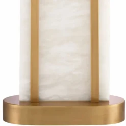Casa Padrino Luxus Tischleuchte Antik Messing / Alabaster / Weiß H. 67 cm - Luxus Leuchten