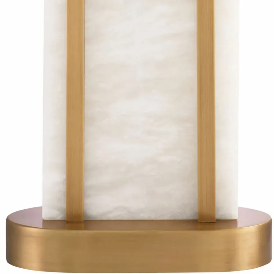 Casa Padrino Luxus Tischleuchte Antik Messing / Alabaster / Weiß H. 67 cm - Luxus Leuchten