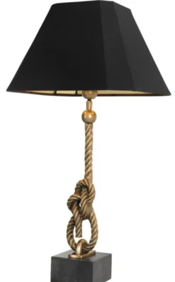 Casa Padrino Luxus Tischleuchte mit Granitsockel vintage messing / schwarz - Luxus Kollektion