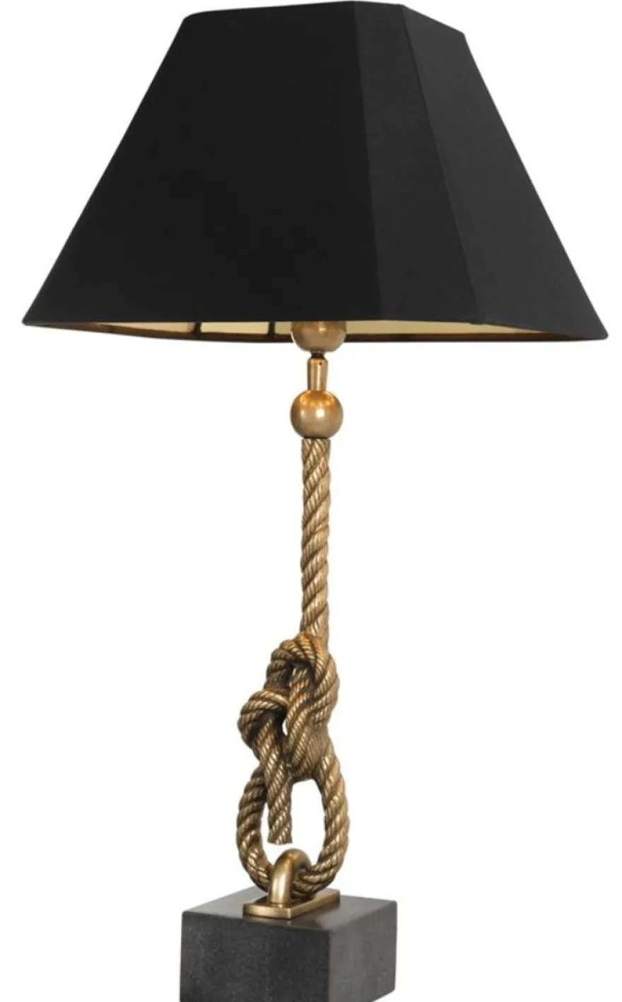 Casa Padrino Luxus Tischleuchte mit Granitsockel vintage messing / schwarz - Luxus Kollektion