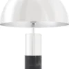 Casa Padrino Luxus Tischleuchte Silber / Schwarz Ø 50 x H. 70 cm - Tischlampe mit rundem Metall Lampenschirm