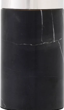 Casa Padrino Luxus Tischleuchte Silber / Schwarz Ø 50 x H. 70 cm - Tischlampe mit rundem Metall Lampenschirm