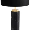 Casa Padrino Luxus Tischleuchte Schwarz / Antik Messing Ø 40 x H. 72,5 cm - Moderne Marmor Tischlampe mit rundem Lampenschirm - Luxus Qualität