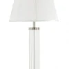 Casa Padrino Luxus Tischleuchte Nickel - Elegante Designleuchte aus Eisen und Glas, Durchmesser 16 x 46 x H 83 cm