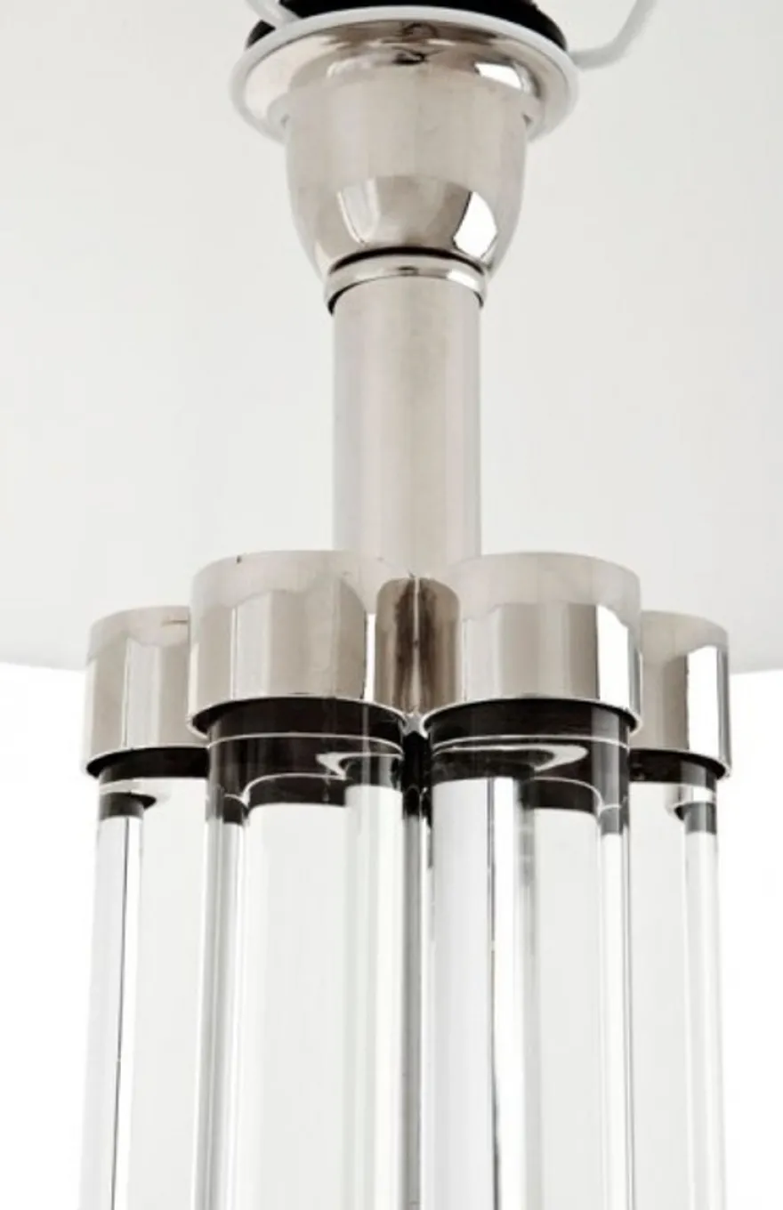 Casa Padrino Luxus Tischleuchte Nickel - Elegante Designleuchte aus Eisen und Glas, Durchmesser 16 x 46 x H 83 cm