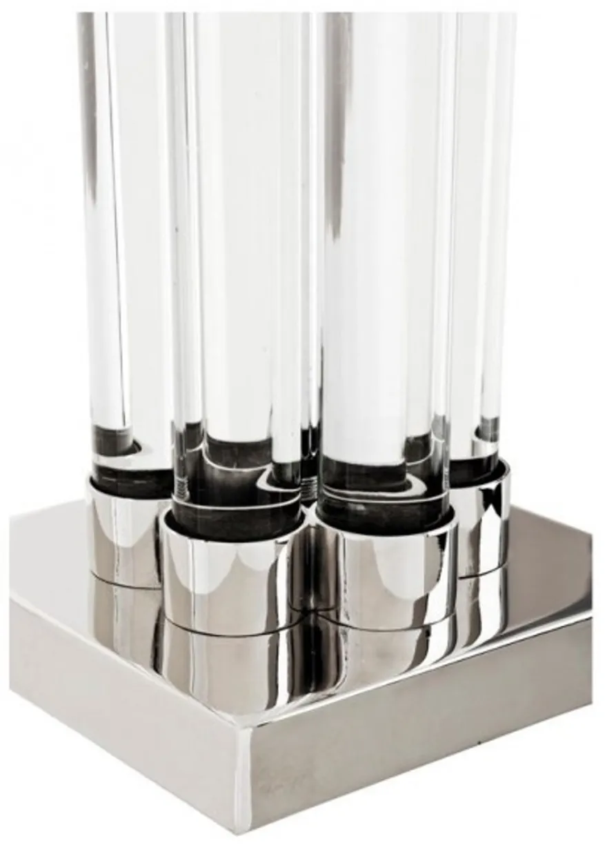 Casa Padrino Luxus Tischleuchte Nickel - Elegante Designleuchte aus Eisen und Glas, Durchmesser 16 x 46 x H 83 cm