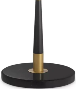 Casa Padrino Luxus Tischleuchte Antik Messingfarben / Schwarz Ø 60 x H. 101,5 cm - Moderne Schreibtschleuchte mit rundem Lampenschirm - Luxus Kollektion