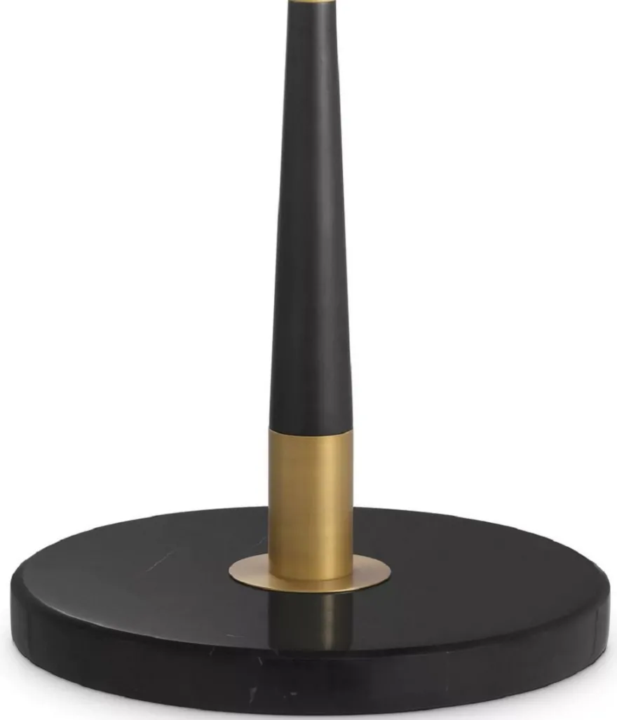 Casa Padrino Luxus Tischleuchte Antik Messingfarben / Schwarz Ø 60 x H. 101,5 cm - Moderne Schreibtschleuchte mit rundem Lampenschirm - Luxus Kollektion