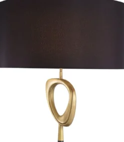 Casa Padrino Luxus Tischleuchte Antik Messingfarben / Schwarz Ø 60 x H. 101,5 cm - Moderne Schreibtschleuchte mit rundem Lampenschirm - Luxus Kollektion