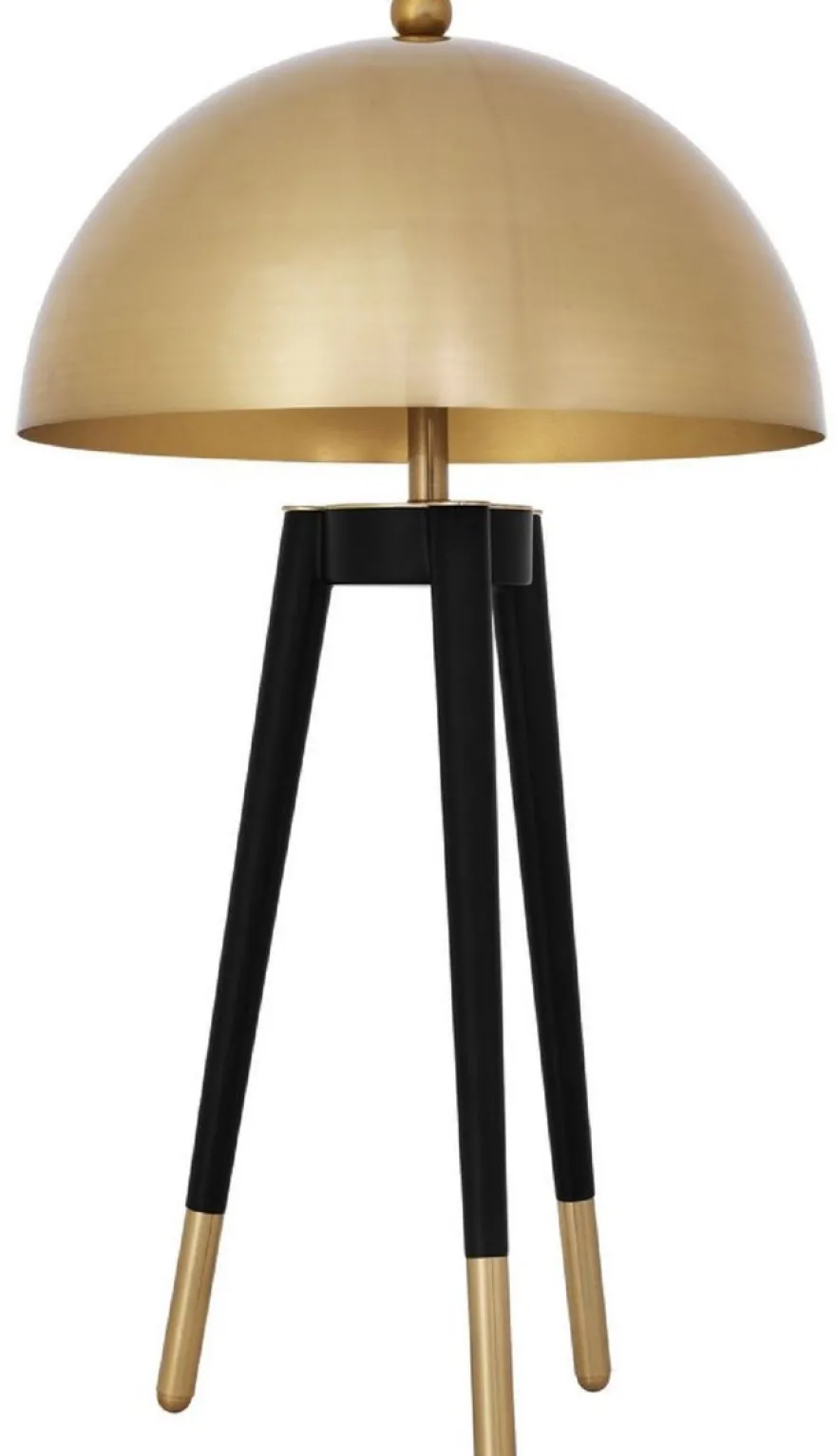 Casa Padrino Luxus Tischleuchte Gold / Schwarz Ø 38,5 x H. 69 cm - Moderne Dreibein Tischlampe mit rundem Metall Lampenschirm