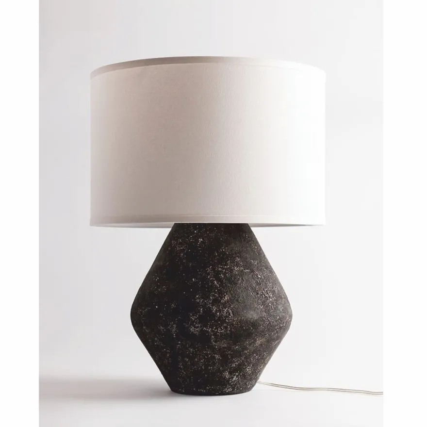 Casa Padrino Luxus Tischleuchte Schwarz / Cremeweiß H. 58,5 cm - Luxus Leuchten
