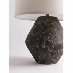 Casa Padrino Luxus Tischleuchte Schwarz / Cremeweiß H. 58,5 cm - Luxus Leuchten
