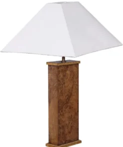 Casa Padrino Luxus Tischleuchte Braun / Weiß 45 x 39 x H. 72 cm - Massivholz Schreibtischleuchte mit Lampenschirm - Luxus Tischleuchten - Luxus Schreibtischleuchten - Luxus Interior
