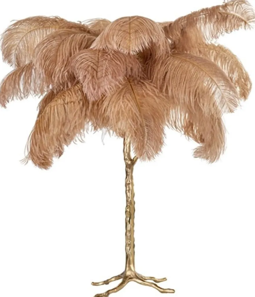 Casa Padrino Luxus Tischleuchte Palme Khaki / Gold 75 x 75 x H. 80 cm - Moderne Tischlampe im Palmen Design - Luxus Leuchten - Luxus Qualität