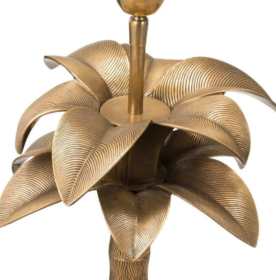 Casa Padrino Luxus Tischleuchte Palme Vintage Messing / Grün Ø 45 x H. 76 cm - Schreibtischleuchte im Palmen Design - Luxus Tischleuchten - Luxus Möbel - Luxus Qualität