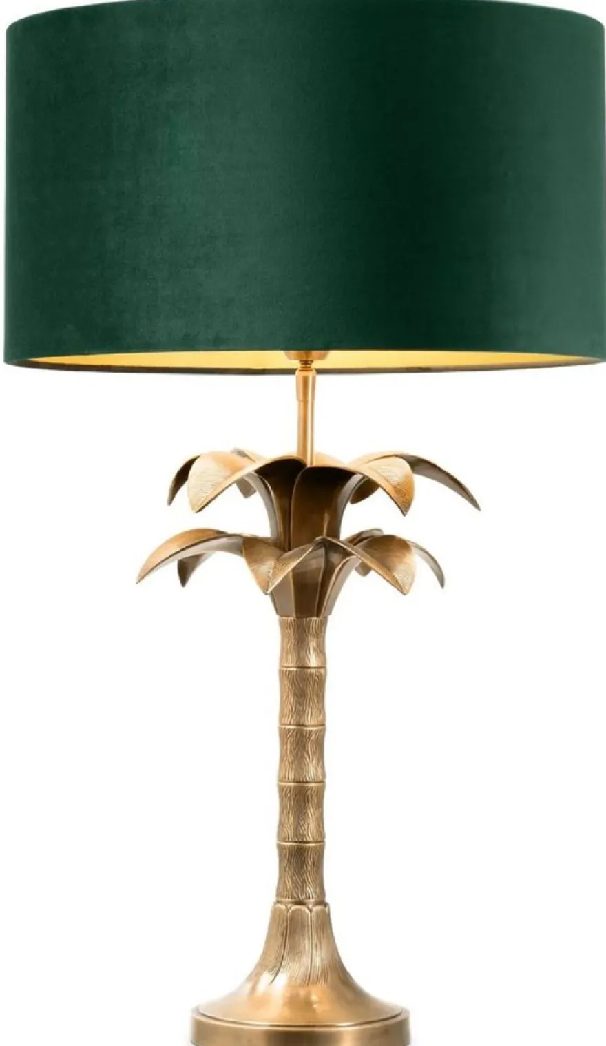 Casa Padrino Luxus Tischleuchte Palme Vintage Messing / Grün Ø 45 x H. 76 cm - Schreibtischleuchte im Palmen Design - Luxus Tischleuchten - Luxus Möbel - Luxus Qualität
