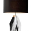Casa Padrino Luxus Tischleuchte aus Kristallglas und Eisen, Grau / Schwarz, 21 x 71,5 cm