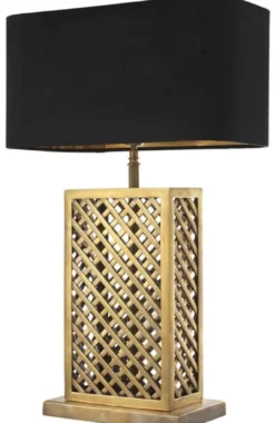 Casa Padrino Luxus Tischleuchte Vintage Messingfarben / Schwarz 46 x 22 x H. 72 cm - Luxus Qualität