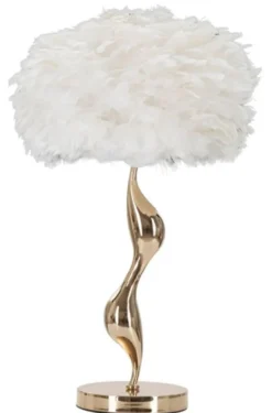 Casa Padrino Luxus Tischleuchte Gold / Weiß Ø 40 x H. 63 cm