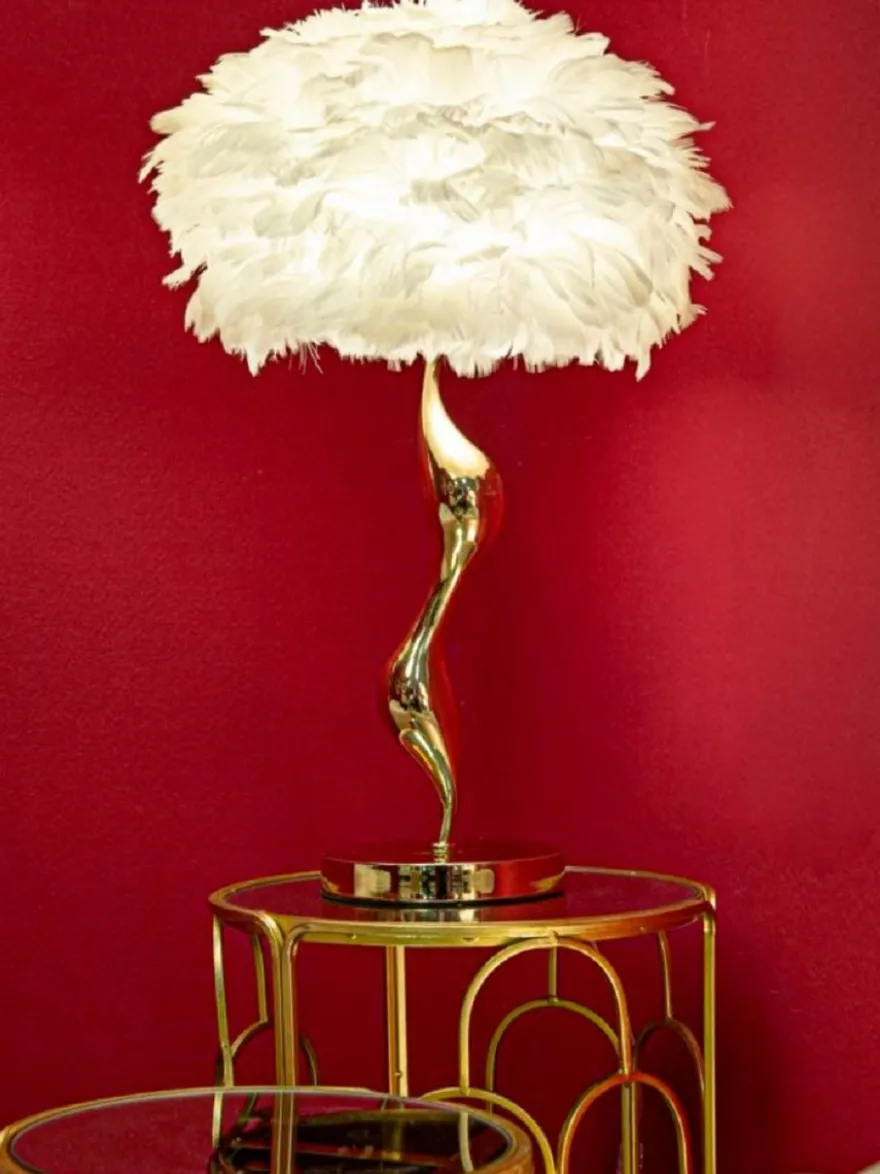 Casa Padrino Luxus Tischleuchte Gold / Weiß Ø 40 x H. 63 cm