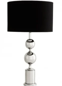 Casa Padrino Luxus Tischleuchte im edlen Design Schwarz und Nickel Finish, 64 x 45 x 22 cm