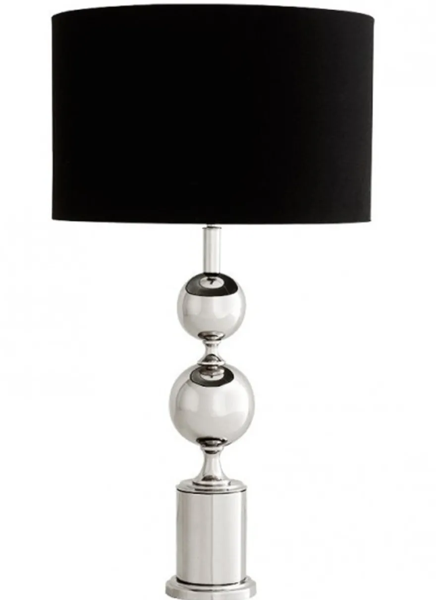 Casa Padrino Luxus Tischleuchte im edlen Design Schwarz und Nickel Finish, 64 x 45 x 22 cm