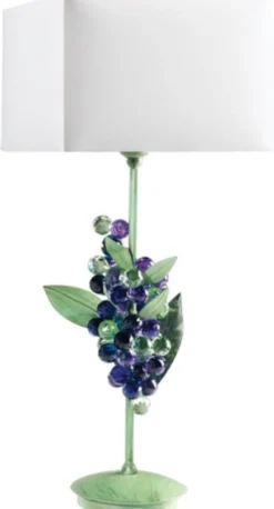 Casa Padrino Luxus Tischleuchte Weintrauben Grün / Lila / Weiß 20 x 20 x H. 50 cm - Moderne Schreibtischleuchte mit edlem Swarovski Kristallglas - Luxus Qualität - Made in Italy