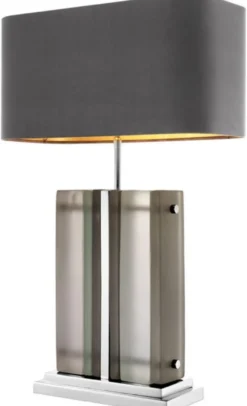 Casa Padrino Luxus Tischleuchte Silber / Grau 45 x 22 x H. 73 cm - Hotel & Restaurant Tischlampe