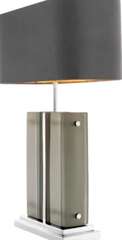 Casa Padrino Luxus Tischleuchte Silber / Grau 45 x 22 x H. 73 cm - Hotel & Restaurant Tischlampe