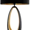 Casa Padrino Luxus Tischleuchte Rotguss / Gold / Schwarz Ø 50,5 x H. 86,5 cm - Runde Schreibtischleuchte mit Granitsockel und Samt Lampenschirm - Luxus Leuchten - Luxus Möbel - Luxus Interior