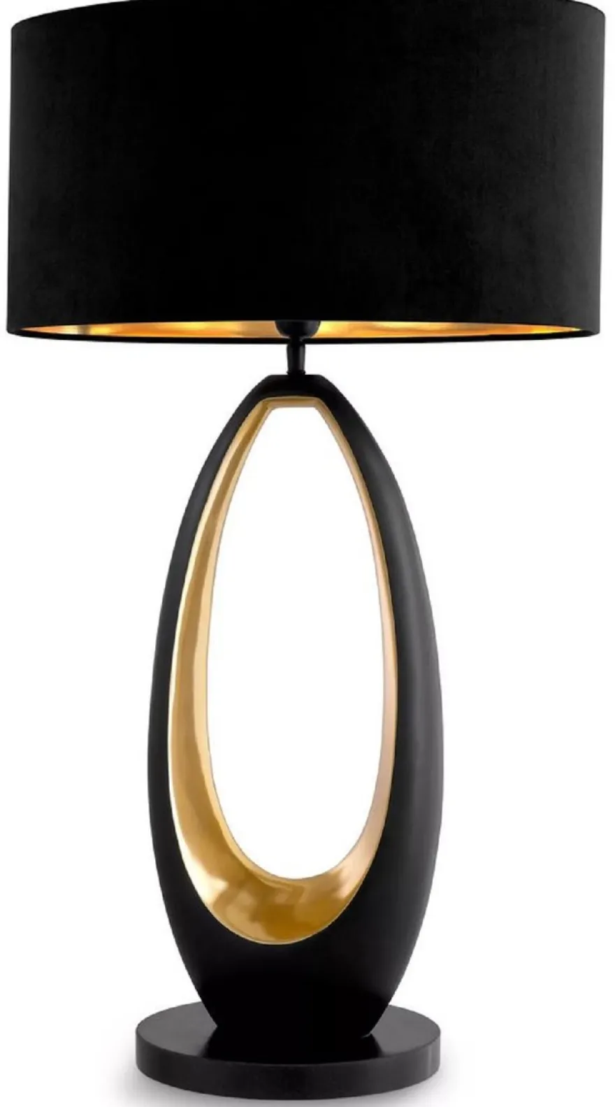 Casa Padrino Luxus Tischleuchte Rotguss / Gold / Schwarz Ø 50,5 x H. 86,5 cm - Runde Schreibtischleuchte mit Granitsockel und Samt Lampenschirm - Luxus Leuchten - Luxus Möbel - Luxus Interior