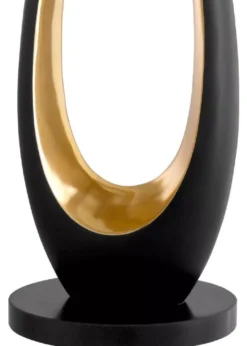 Casa Padrino Luxus Tischleuchte Rotguss / Gold / Schwarz Ø 50,5 x H. 86,5 cm - Runde Schreibtischleuchte mit Granitsockel und Samt Lampenschirm - Luxus Leuchten - Luxus Möbel - Luxus Interior