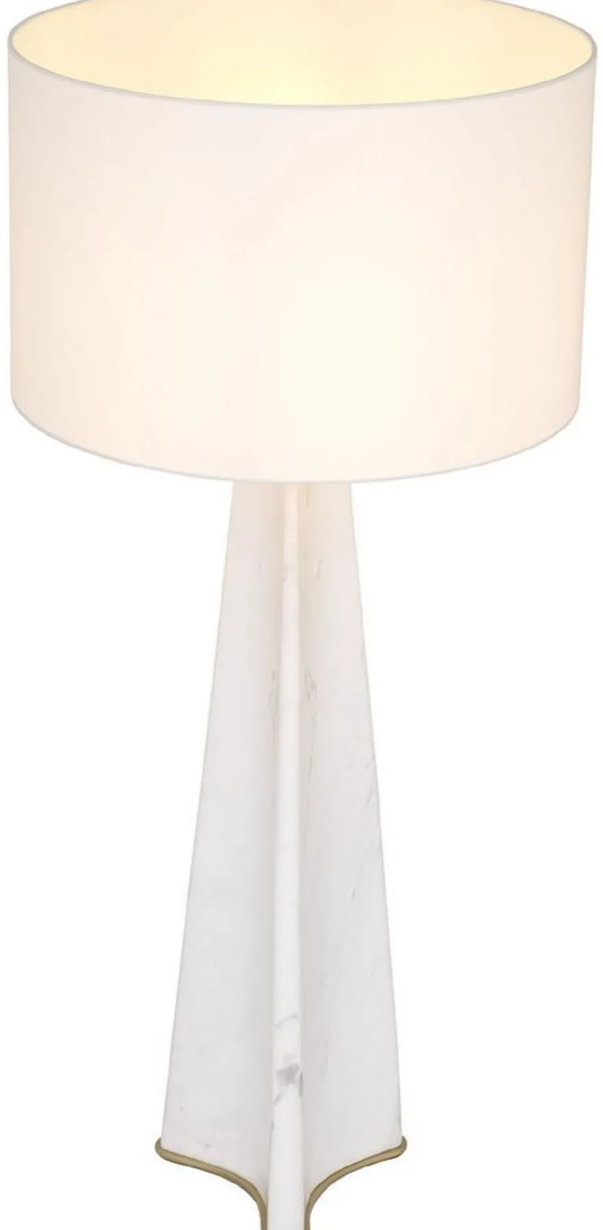 Casa Padrino Luxus Tischleuchte Weiß / Antik Messingfarben Ø 48 x H. 106,5 cm - Moderne Marmor Schreibtschleuchte - Luxus Kollektion