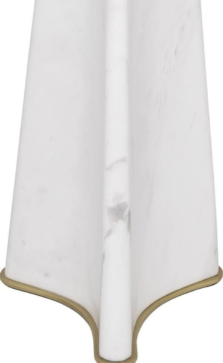 Casa Padrino Luxus Tischleuchte Weiß / Antik Messingfarben Ø 48 x H. 106,5 cm - Moderne Marmor Schreibtschleuchte - Luxus Kollektion