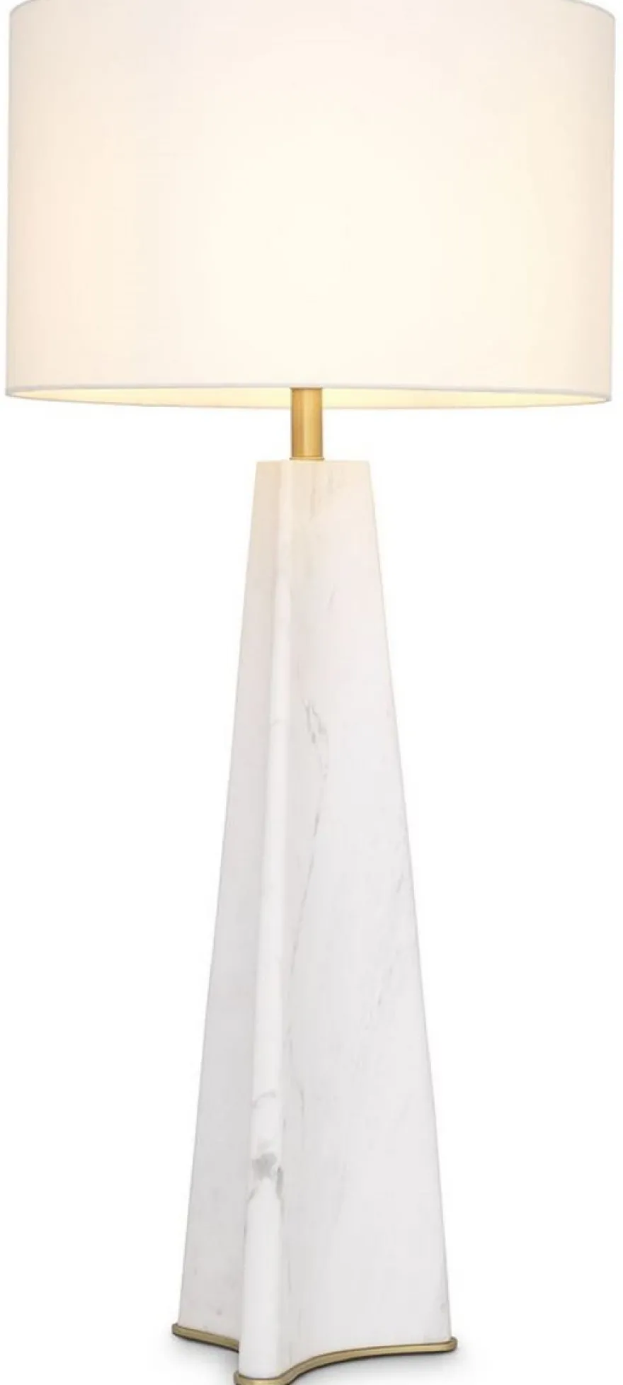 Casa Padrino Luxus Tischleuchte Weiß / Antik Messingfarben Ø 48 x H. 106,5 cm - Moderne Marmor Schreibtschleuchte - Luxus Kollektion