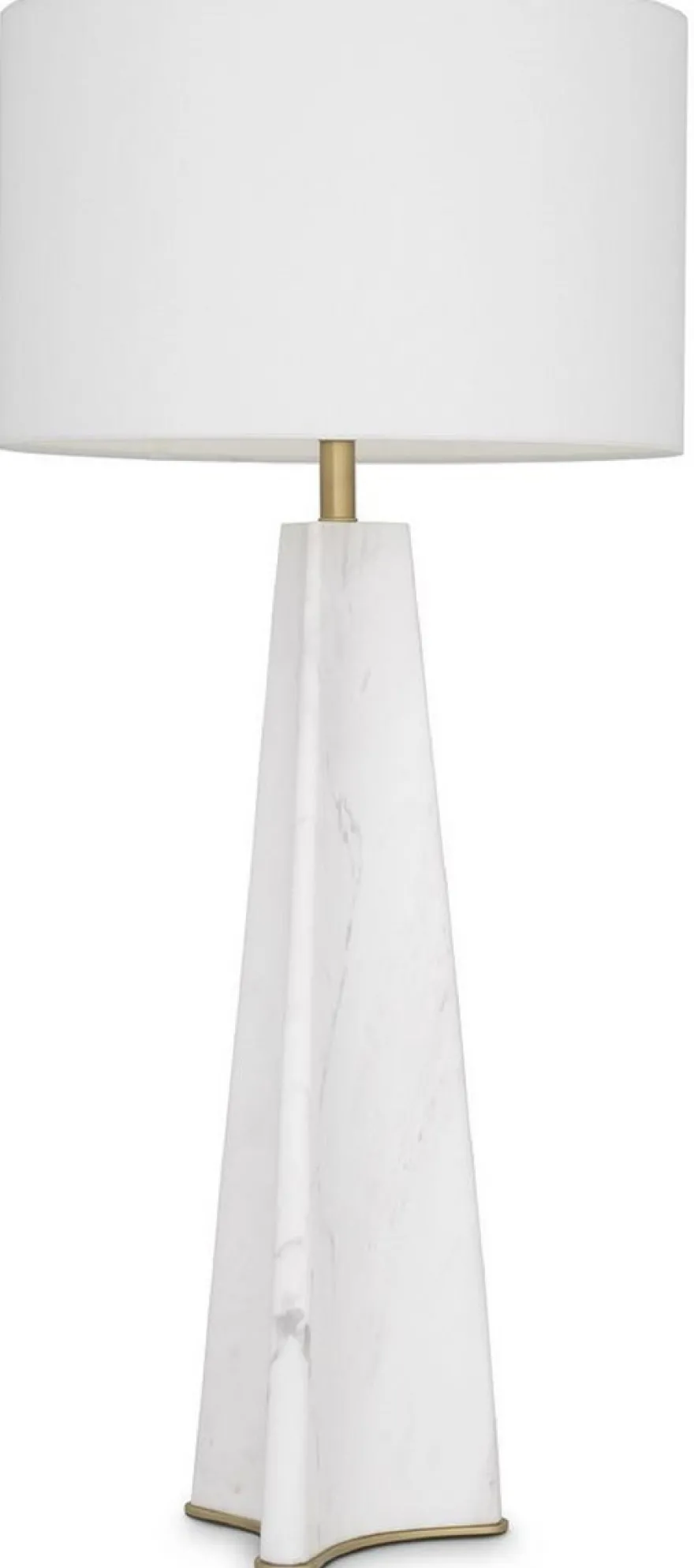Casa Padrino Luxus Tischleuchte Weiß / Antik Messingfarben Ø 48 x H. 106,5 cm - Moderne Marmor Schreibtschleuchte - Luxus Kollektion