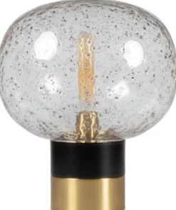 Casa Padrino Luxus Tischleuchte Schwarz / Messingfarben Ø 34 x H. 38 cm - Designer Tischlampe